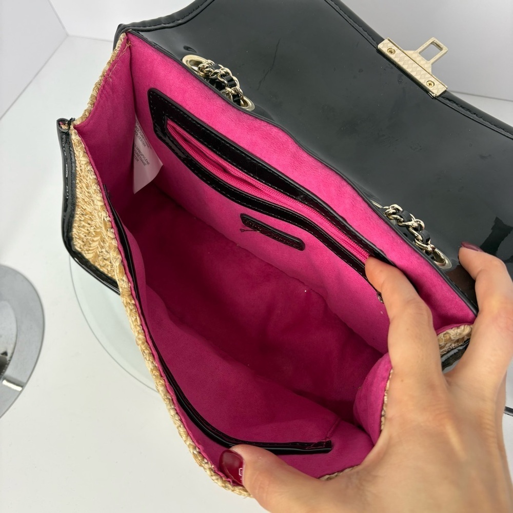 Betsey Johnson Strawberry Fields Top Handle Crossbody Bag Straw Pearls Natural - Picture 6 of 11